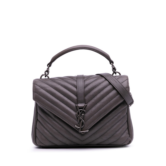 Pre-Loved Saint Laurent Medium Quilted Chevron Sheepskin College Satchel - Picture 1 of 11
